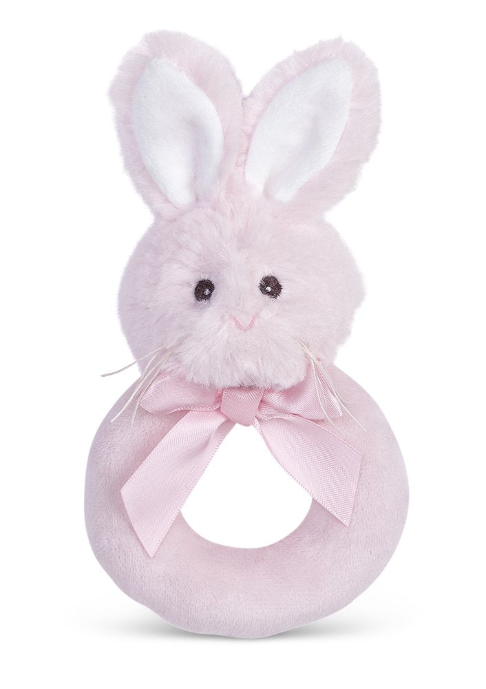 Rabbit Plush Rattle, Pink, 5.5"