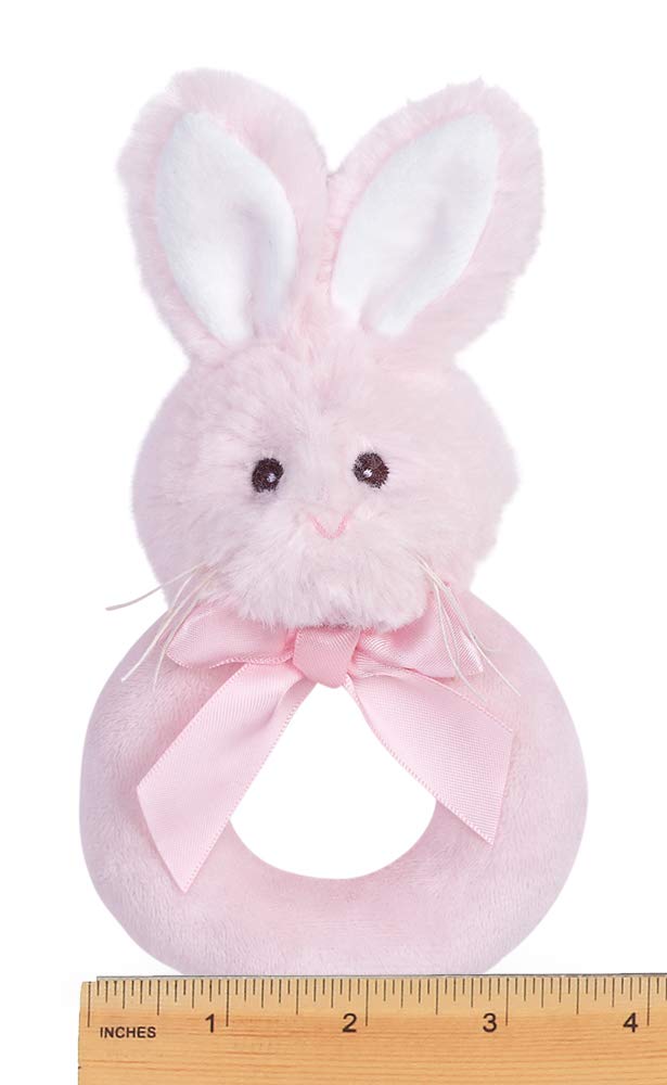 Rabbit Plush Rattle, Pink, 5.5"