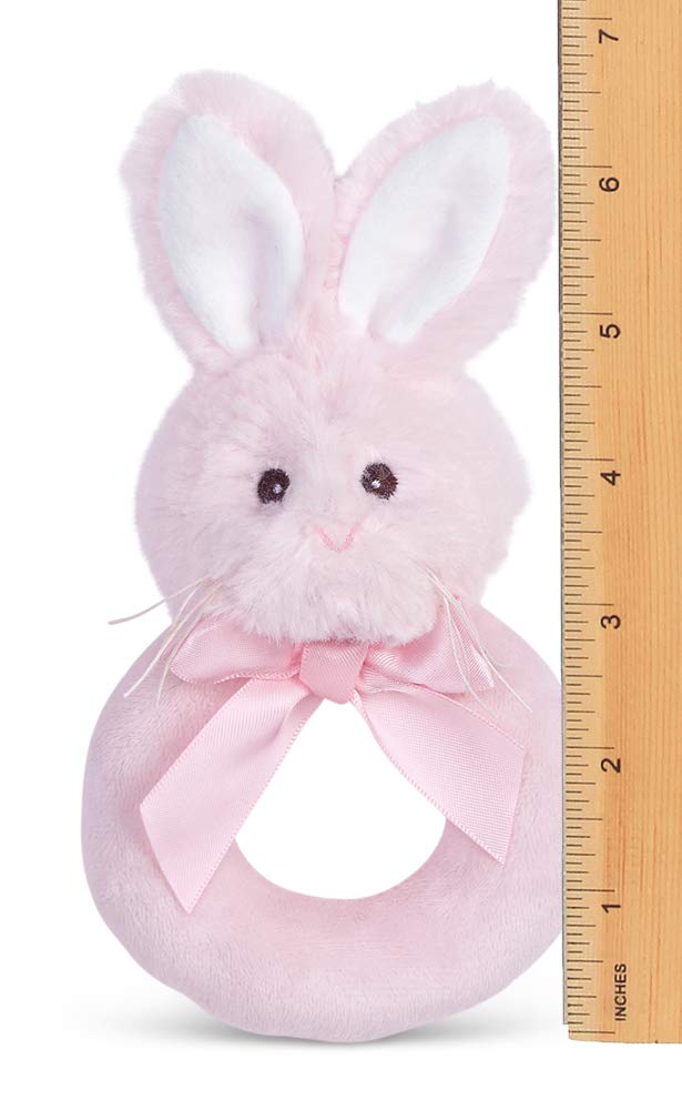 Rabbit Plush Rattle, Pink, 5.5"