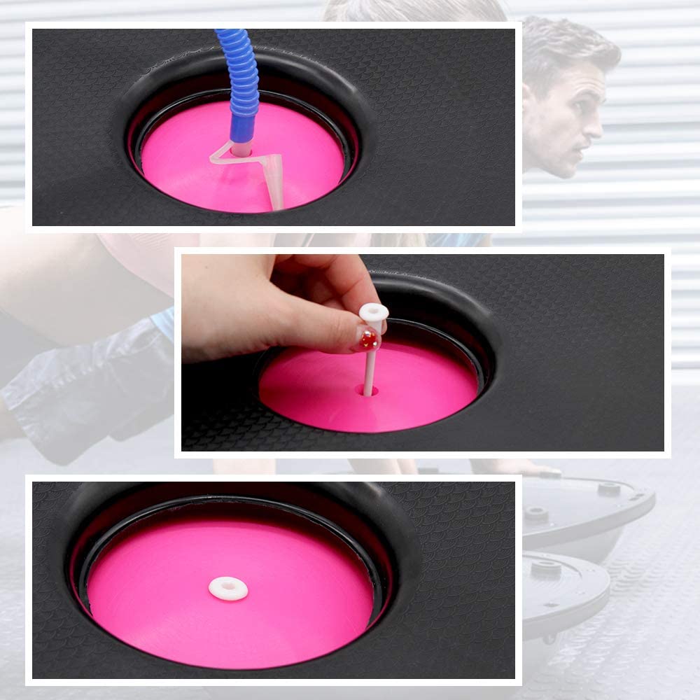 Anti-slip balance half ball with straps, pink