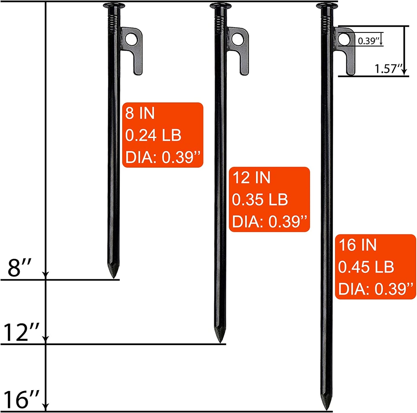 8-Pack Tent Stakes, 4-Pack, 12-Inch