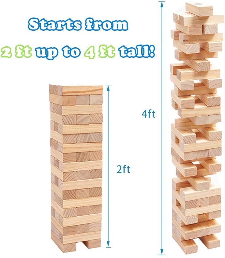 Giant tumble tower game (Stacking from 2 to 4 Feet)