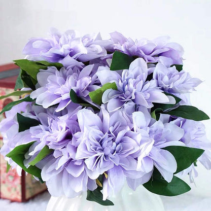 10 artificial dahlia flower heads, (purple)