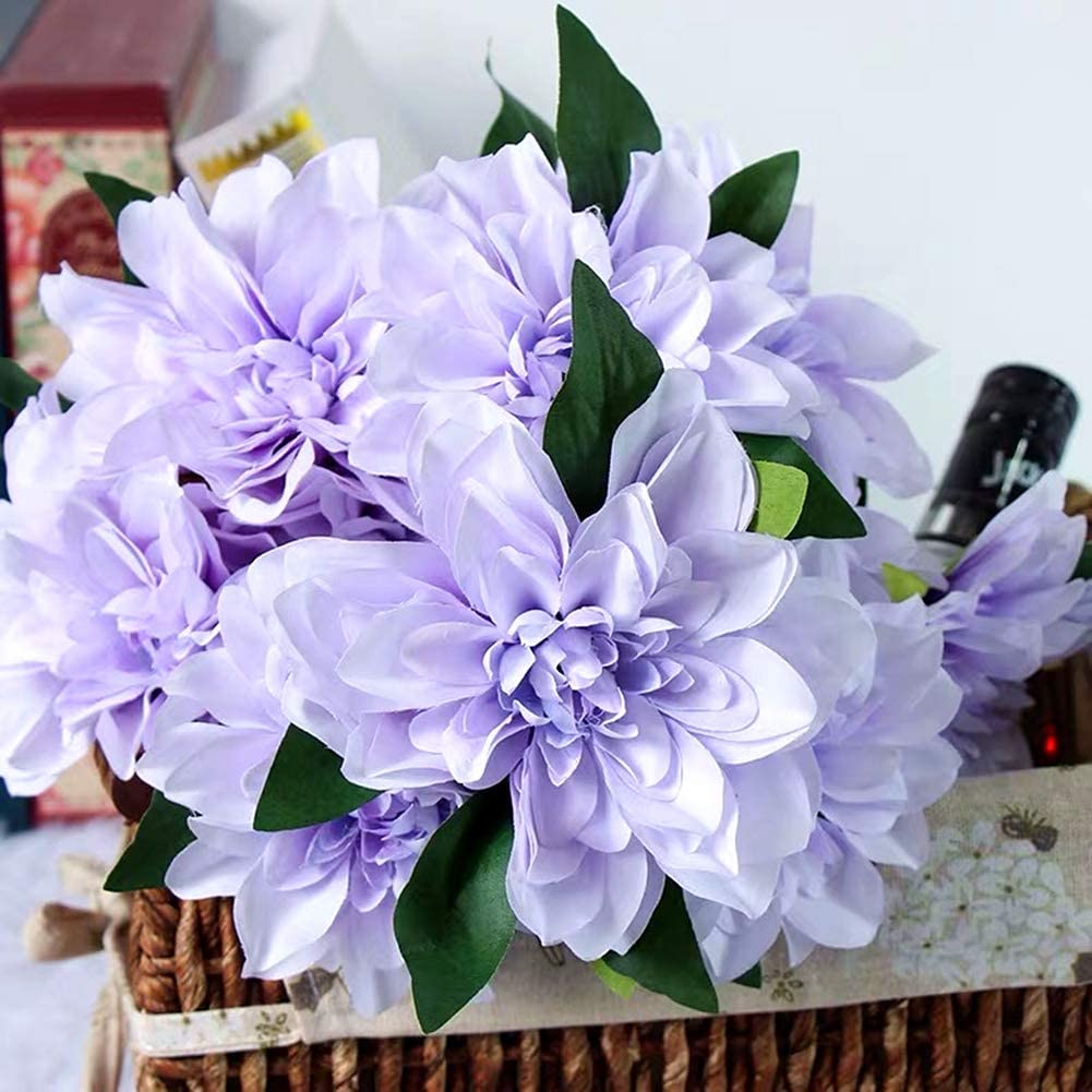10 artificial dahlia flower heads, (purple)