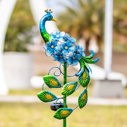 Solar Decorative Garden Stakes Lights (Color: Peacock)