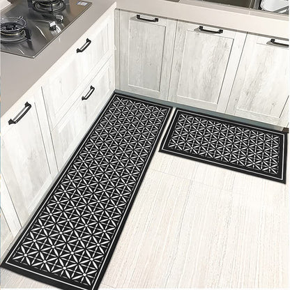 Kitchen Rug Set of 2, 47.3 x 17.3/31.5 x 17.3 (Color: retro plaid