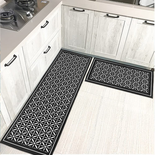 Kitchen Rug Set of 2, 47.3 x 17.3/31.5 x 17.3 (Color: retro plaid