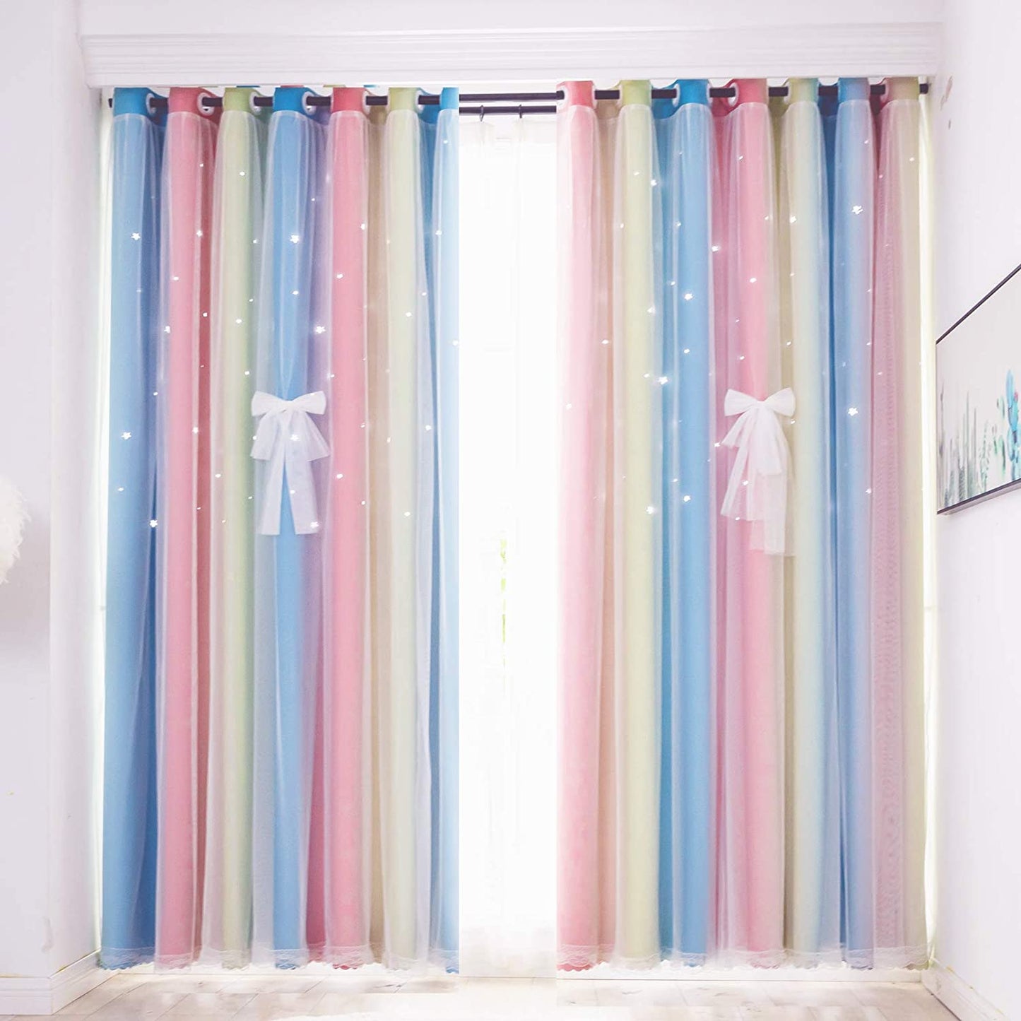 Stars Blackout Curtains for Kids, 1 Panel, 52" x 63" Long