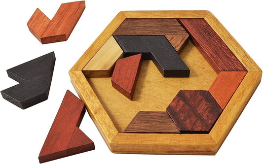 Hexagon Tangram Puzzle Wooden