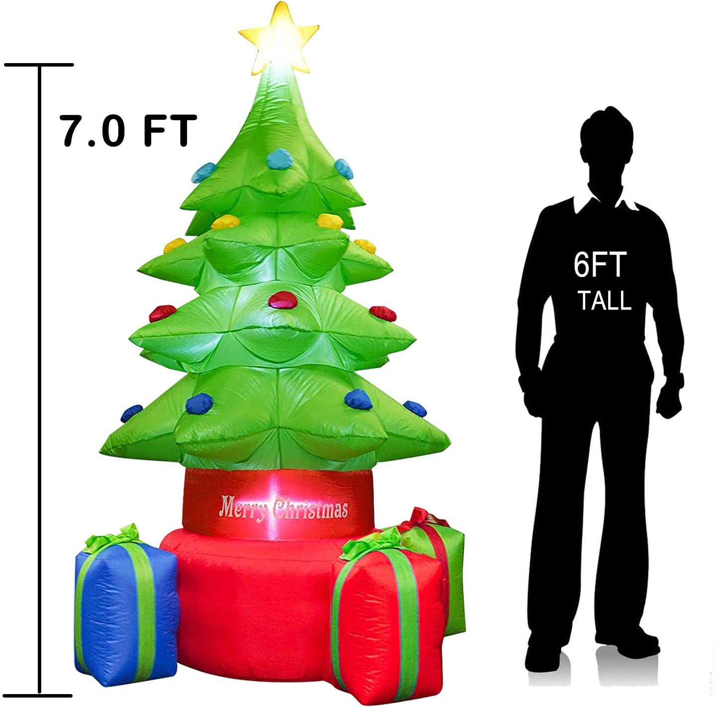 Inflatable Christmas tree, with 7ft led light