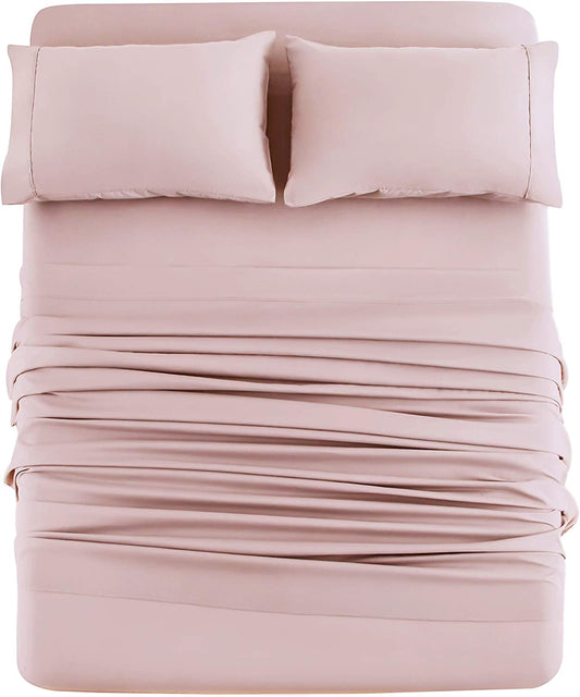 4-Piece Sheet and Pillowcase Set, Color: Queen Pink