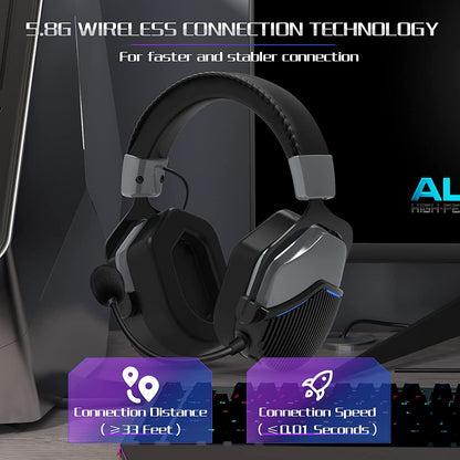 5.8G wireless gaming headset, with air cushions, blue accents