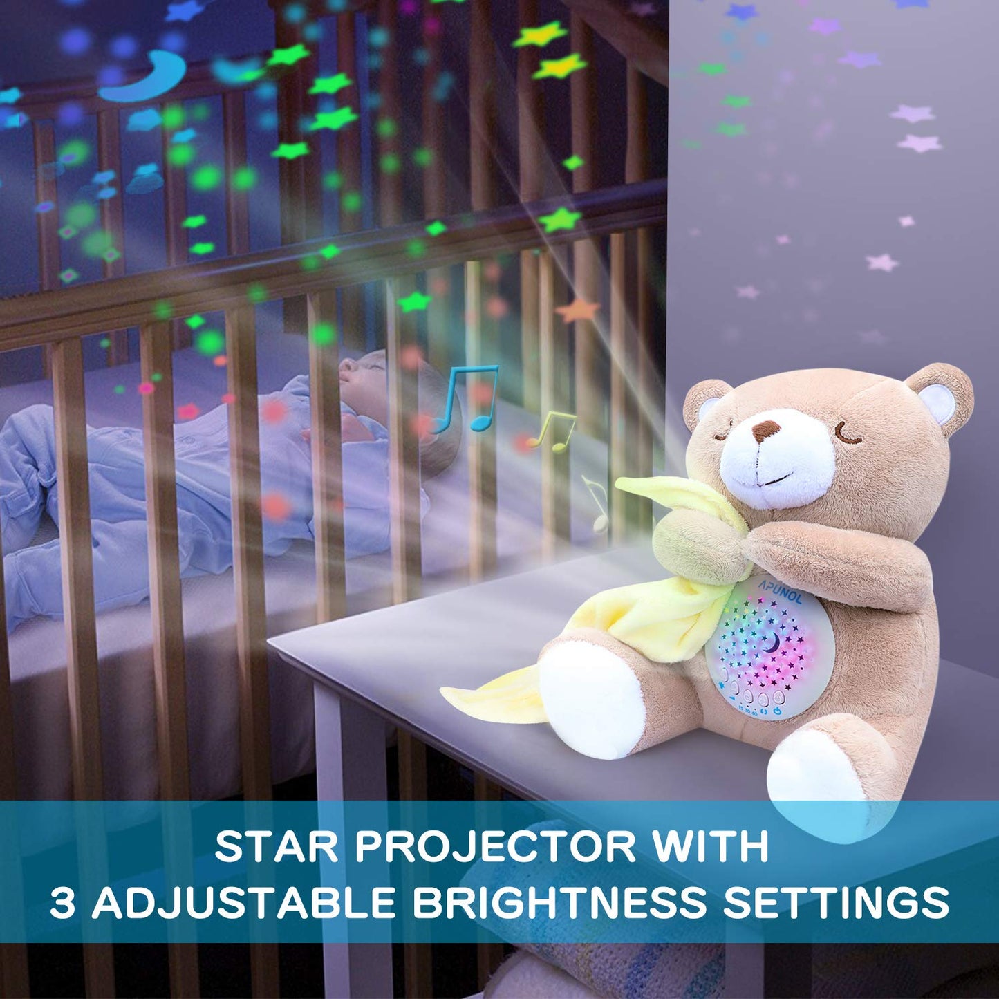 Bear Toy with 18 soothing sounds, sleep timer