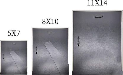 Metal photo frame, set of 7, silver