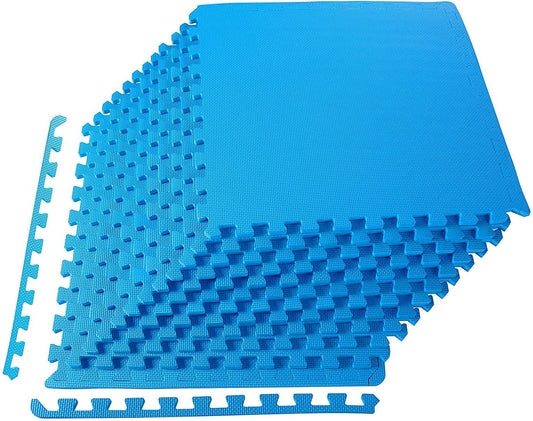 Interlocking Foam Tile Exercise Mat, 1/2" Thick, 48 sq. ft., Blue