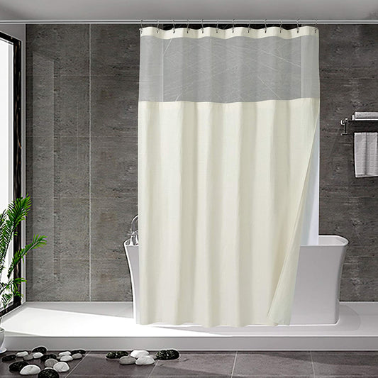 Waffle Weave Shower Curtain Set with Pressed Fabric Liner, Cream