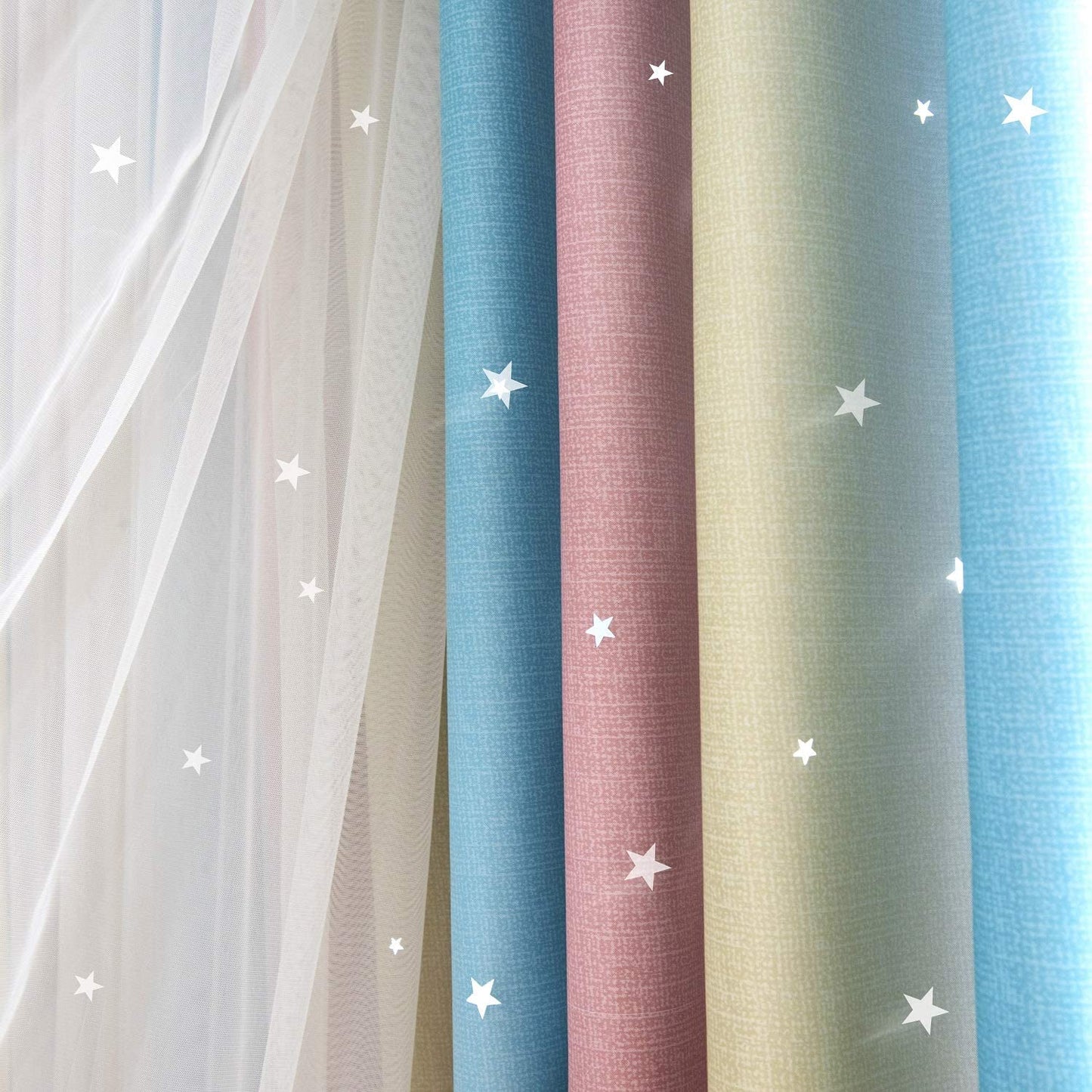 Stars Blackout Curtains for Kids, 1 Panel, 52" x 63" Long