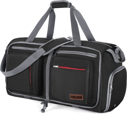 Gym Duffle Bag Waterproof Foldable, 55L Ligth Black