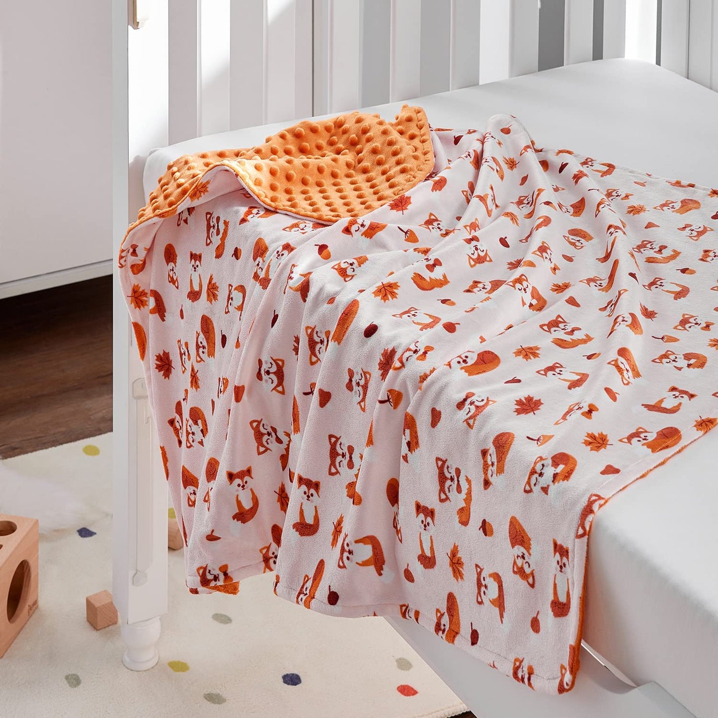 Animal Print Baby Blanket (30" x 40") Fox, Orange