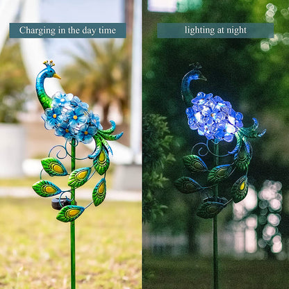 Solar Decorative Garden Stakes Lights (Color: Peacock)