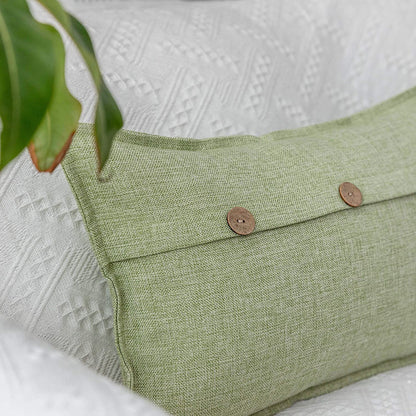 Decorative Three Button Pillowcases, Grass Green, 12 x 20 Inches