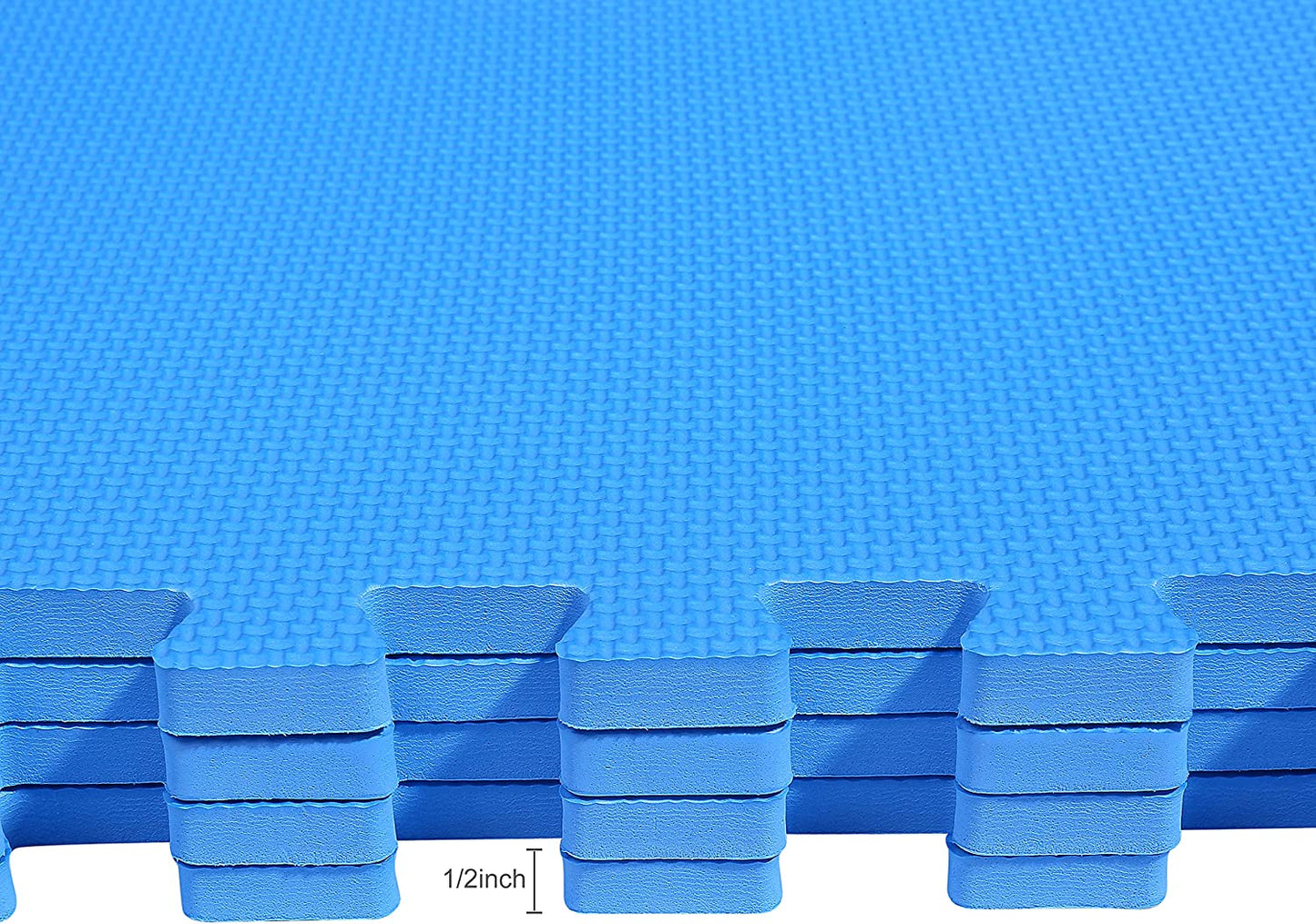 Interlocking Foam Tile Exercise Mat, 1/2" Thick, 48 sq. ft., Blue