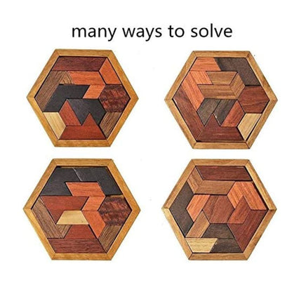 Hexagon Tangram Puzzle Wooden